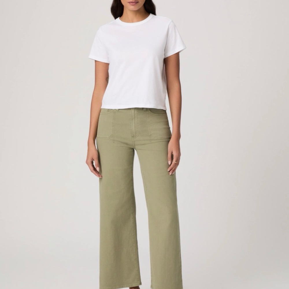 PAIGE VINTAGE OAK MOSS Aneesa Ankle Wide-Leg Jeans